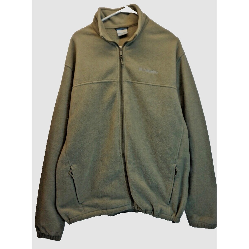 Columbia Mens Size XLT Natural Color Full Zip Fleece Jacket Excellent Condition